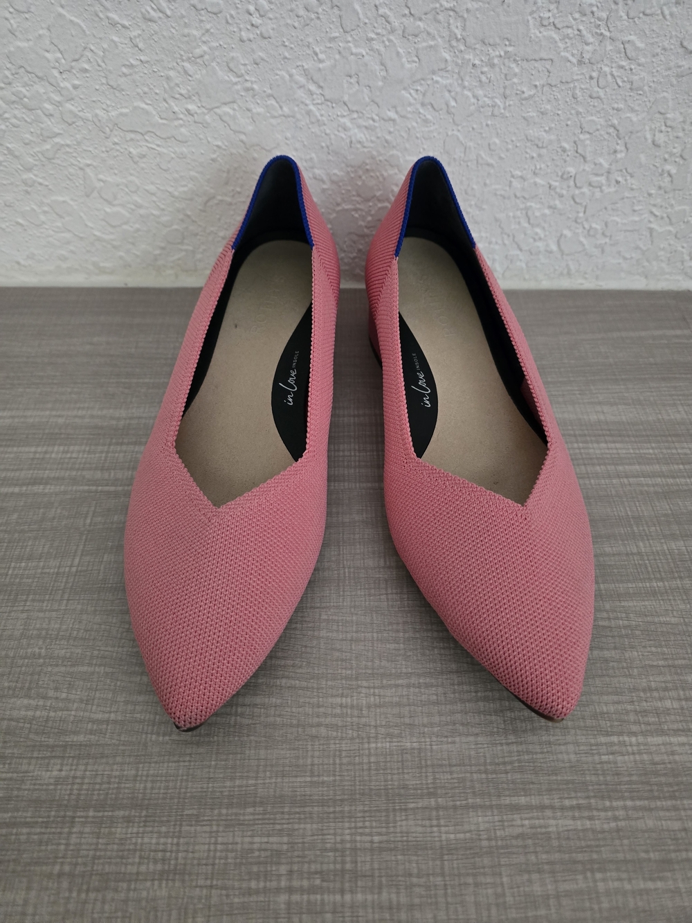 Rothy’s Pink Pointed Toe Low Block Heels Tortoise Sole Size 8.5